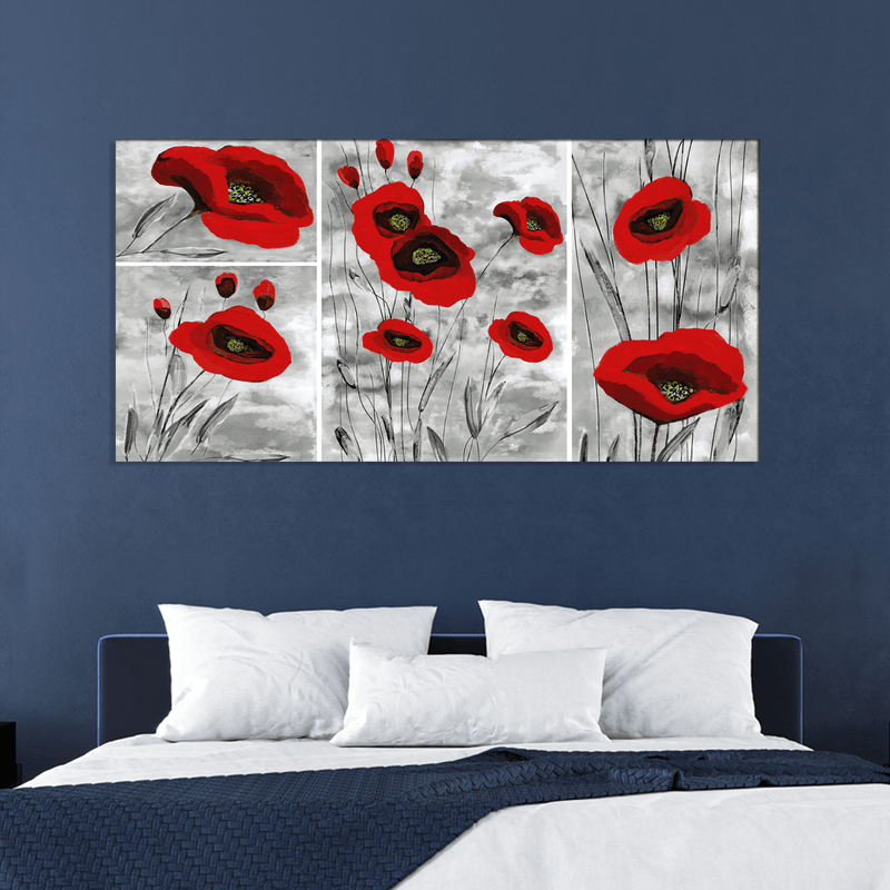 DECORGLANCE Posters, Prints, & Visual Artwork Red Poppy Abstract Art Canvas Wall Painting