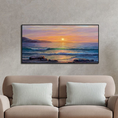 DecorGlance Posters, Prints, & Visual Artwork Sea Side Sunrise View Canvas Floating wall Painting