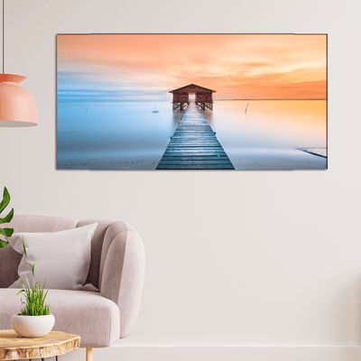 DECORGLANCE Posters, Prints, & Visual Artwork Seaside Bridge In Sunset Canvas Wall Painting