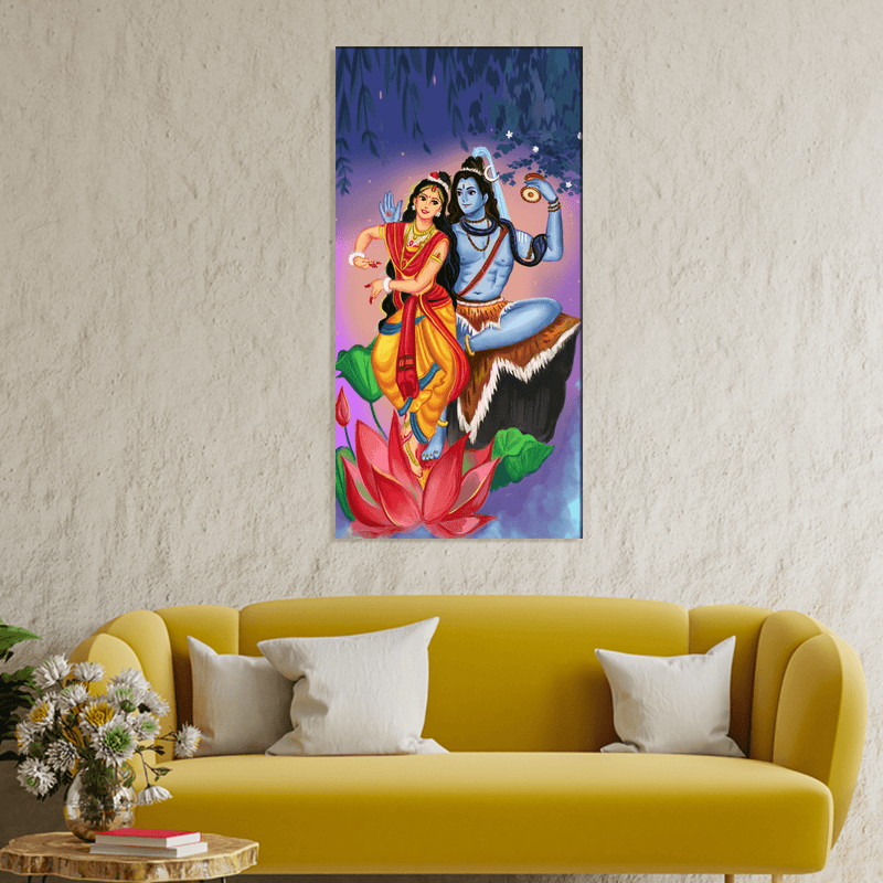 DECORGLANCE Posters, Prints, & Visual Artwork Shiv Parvati Dancing View Canvas Wall Painting | shiv parvati painting 