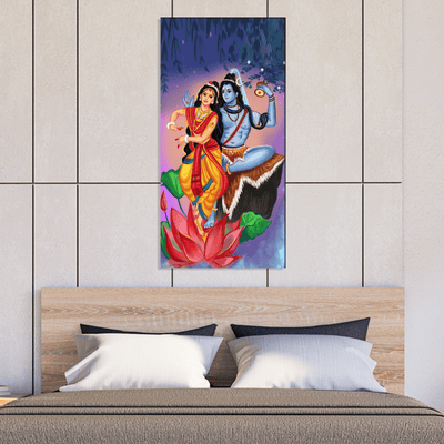DECORGLANCE Posters, Prints, & Visual Artwork Shiv Parvati Dancing View Canvas Wall Painting | shiv parvati painting 