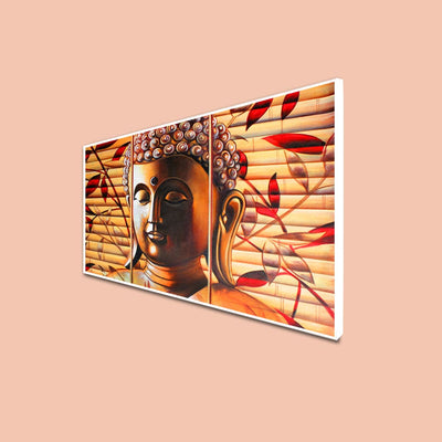 DecorGlance Posters, Prints, & Visual Artwork CANVAS PRINT WHITE FLOATING FRAME / (48x24) Inch / (121x60) Cm Spiritual Buddha Floating Frame Canvas Wall Painting