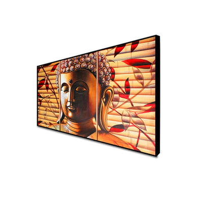 DecorGlance Posters, Prints, & Visual Artwork CANVAS PRINT BLACK FLOATING FRAME / (48x24) Inch / (121x60) Cm Spiritual Buddha Floating Frame Canvas Wall Painting