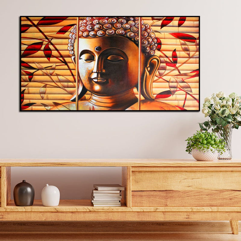 DecorGlance Posters, Prints, & Visual Artwork Spiritual Buddha Floating Frame Canvas Wall Painting