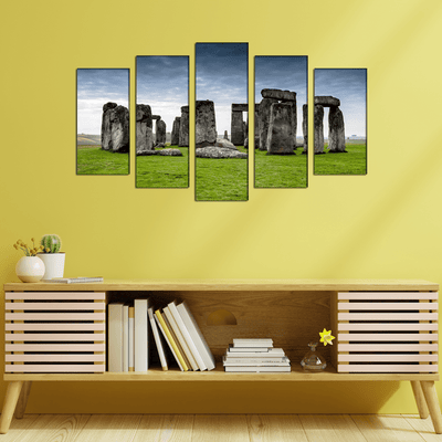 DECORGLANCE Posters, Prints, & Visual Artwork Stonehenge in Wiltshire Canvas Wall Painting- With 5 Frames