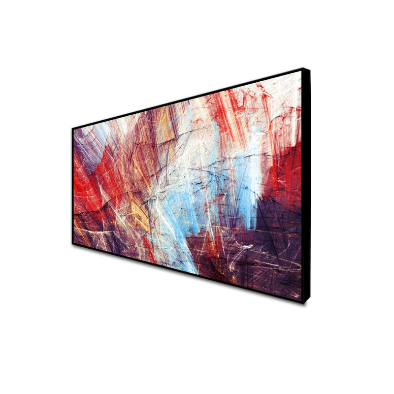 DecorGlance Posters, Prints, & Visual Artwork CANVAS PRINT BLACK FLOATING FRAME / (48x24) Inch / (121x60) Cm Stroke Line Abstract Floating Frame Canvas Wall Painting