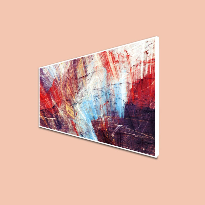 DecorGlance Posters, Prints, & Visual Artwork CANVAS PRINT WHITE FLOATING FRAME / (48x24) Inch / (121x60) Cm Stroke Line Abstract Floating Frame Canvas Wall Painting
