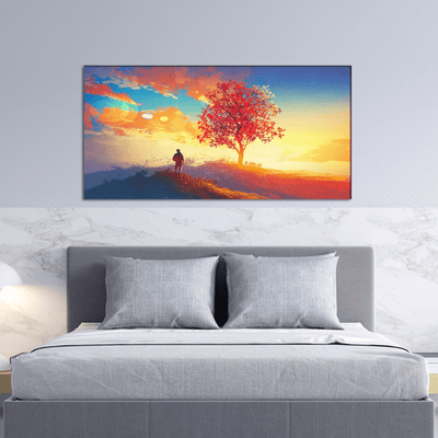 DECORGLANCE Posters, Prints, & Visual Artwork Sunrise Tree Scenery Canvas Wall Painting