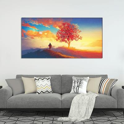 DECORGLANCE Posters, Prints, & Visual Artwork Sunrise Tree Scenery Canvas Wall Painting
