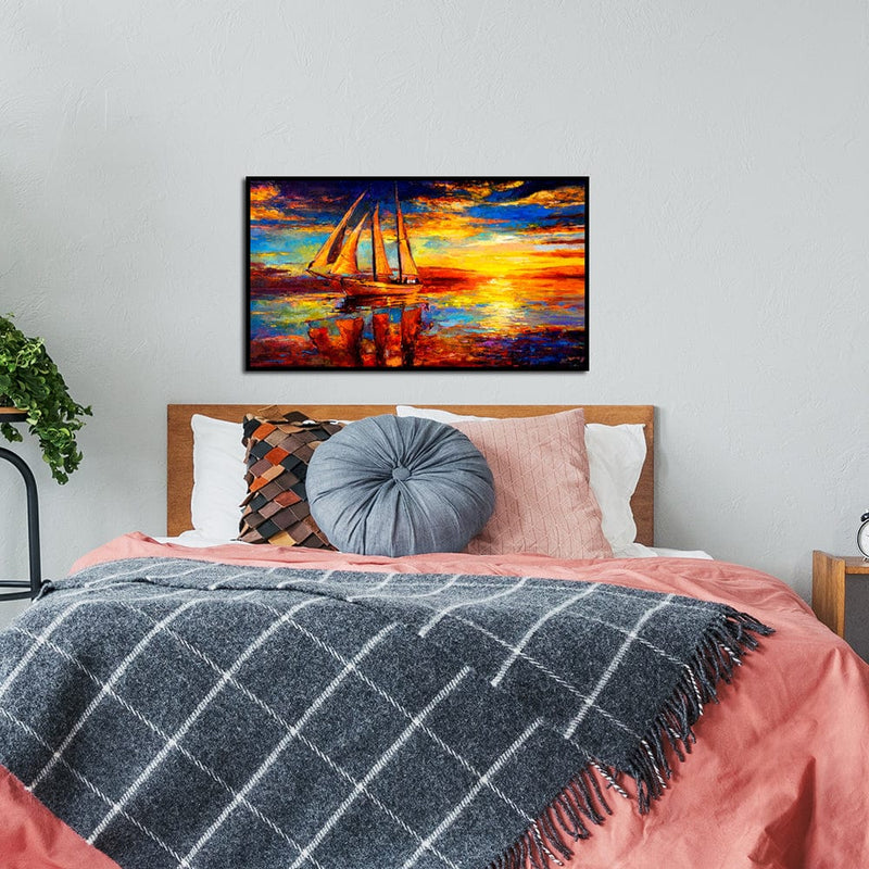 DecorGlance Posters, Prints, & Visual Artwork Sunset Abstract Canvas Floating Frame Wall Painting