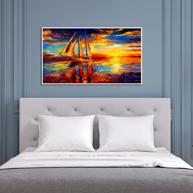 DecorGlance Posters, Prints, & Visual Artwork Sunset Abstract Canvas Floating Frame Wall Painting