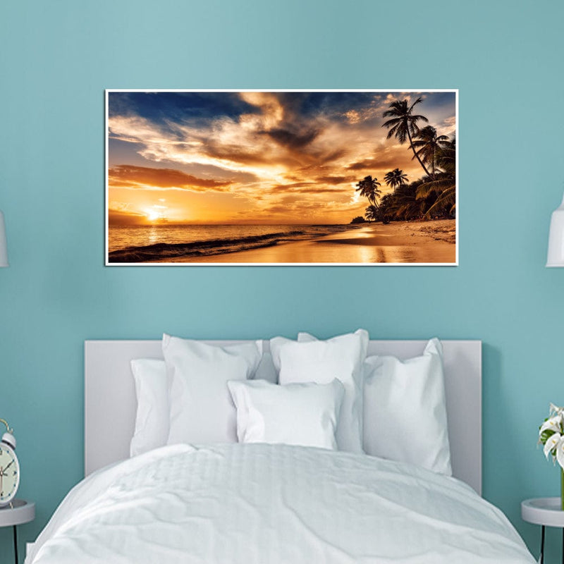 DecorGlance Posters, Prints, & Visual Artwork Sunset And Beach Canvas Floating Frame Wall Painting