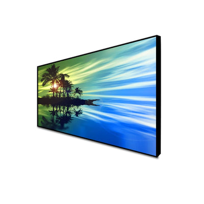 DecorGlance Posters, Prints, & Visual Artwork CANVAS PRINT BLACK FLOATING FRAME / (48x24) Inch / (121x60) Cm Sunset landscape View Floating Frame Canvas Wall Painting