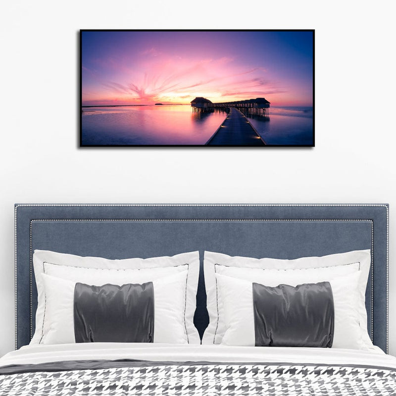 DecorGlance Posters, Prints, & Visual Artwork Sunset On Maldives Canvas Floating Frame Wall Painting