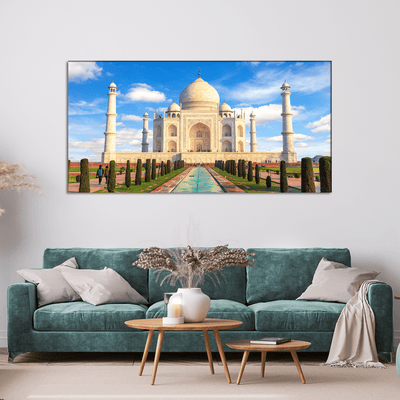 DECORGLANCE Posters, Prints, & Visual Artwork Taj Mahal Monument Canvas Wall Painting