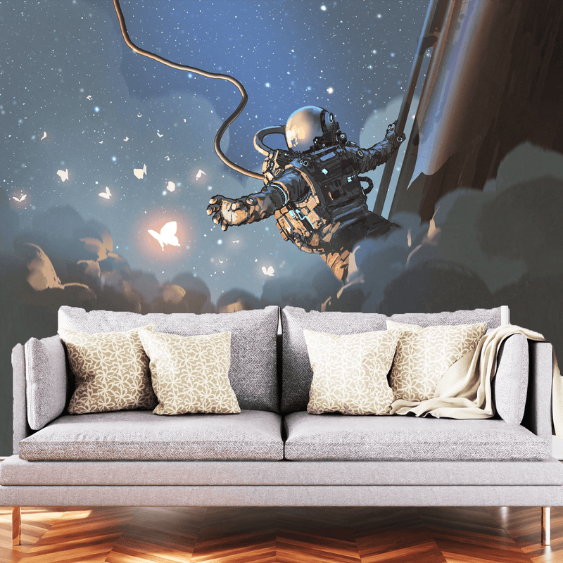DECORGLANCE Posters, Prints, & Visual Artwork The Astronaut Catching The Glowing Butterflies Wallpaper