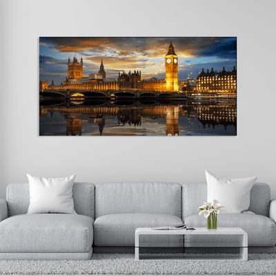 DECORGLANCE Posters, Prints, & Visual Artwork The Westminster Palace & River In London Canvas Wall Painting