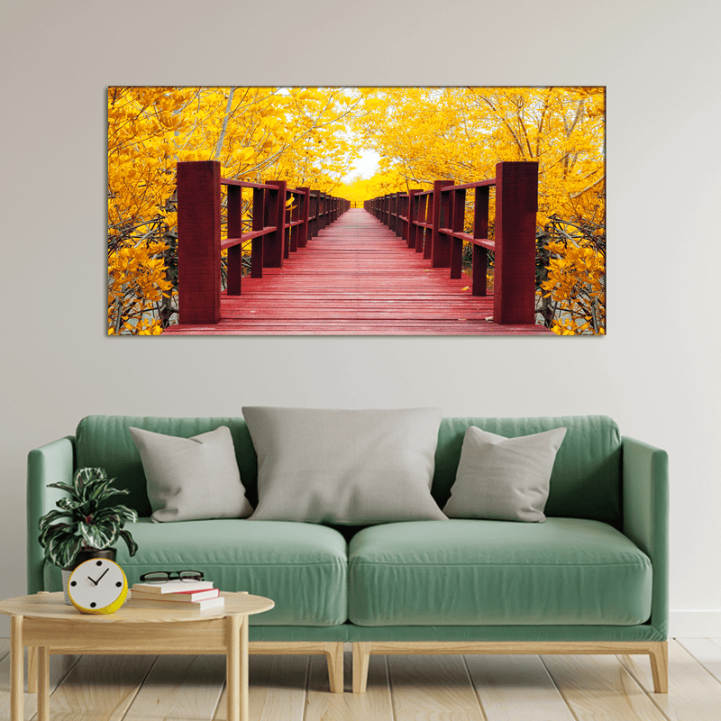 DECORGLANCE Posters, Prints, & Visual Artwork Timber Bridge Forest Canvas Wall Painting