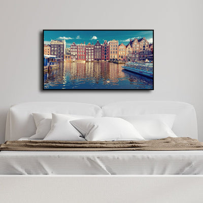 DecorGlance Posters, Prints, & Visual Artwork Town River Floating Frame Canvas Wall Painting