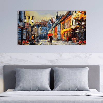 DECORGLANCE Posters, Prints, & Visual Artwork Town Street Artistic View Canvas Wall Painting