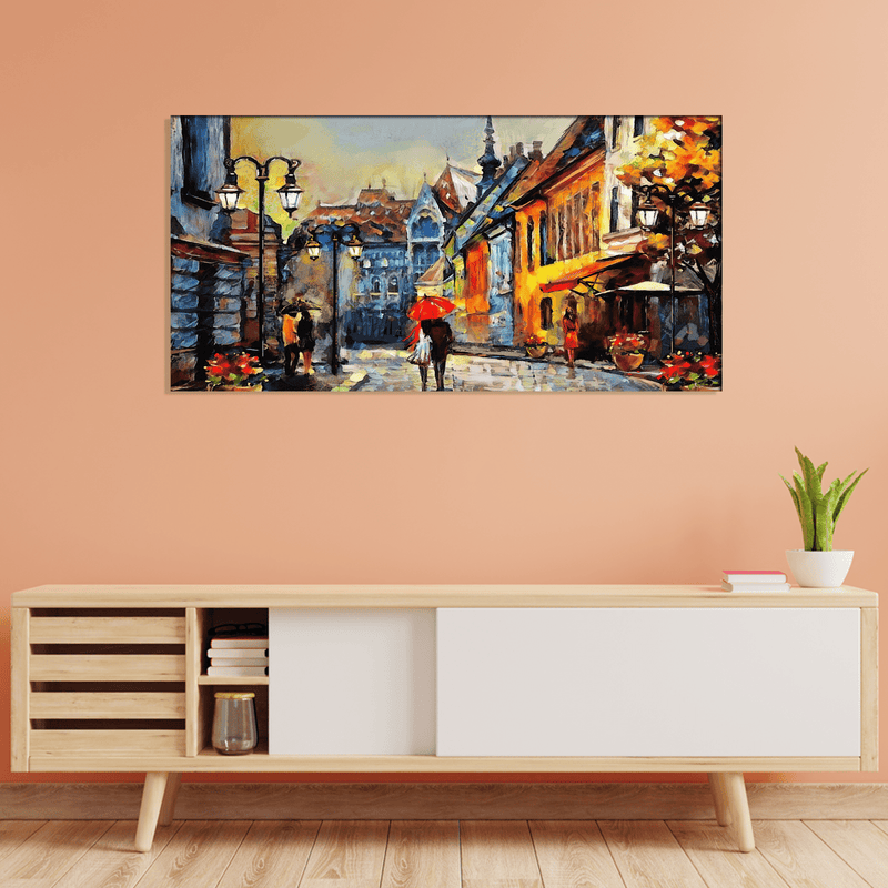 DECORGLANCE Posters, Prints, & Visual Artwork Town Street Artistic View Canvas Wall Painting