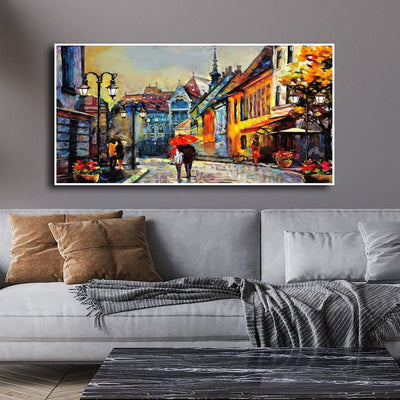 DecorGlance Posters, Prints, & Visual Artwork Town Street Artistic View Canvas Wall Painting