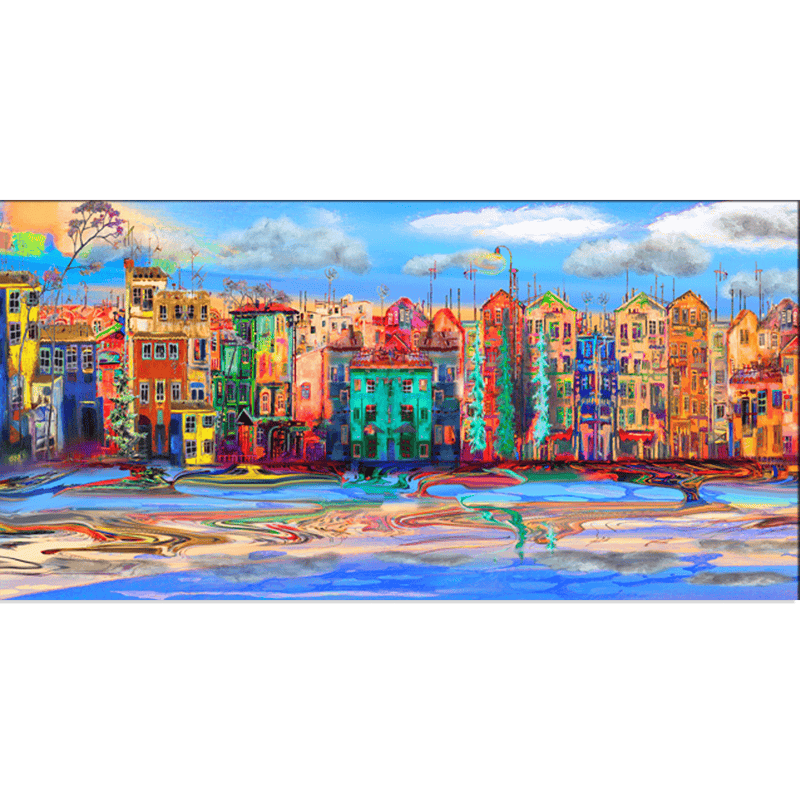 DECORGLANCE Posters, Prints, & Visual Artwork Town View Spread Art Canvas Wall Painting