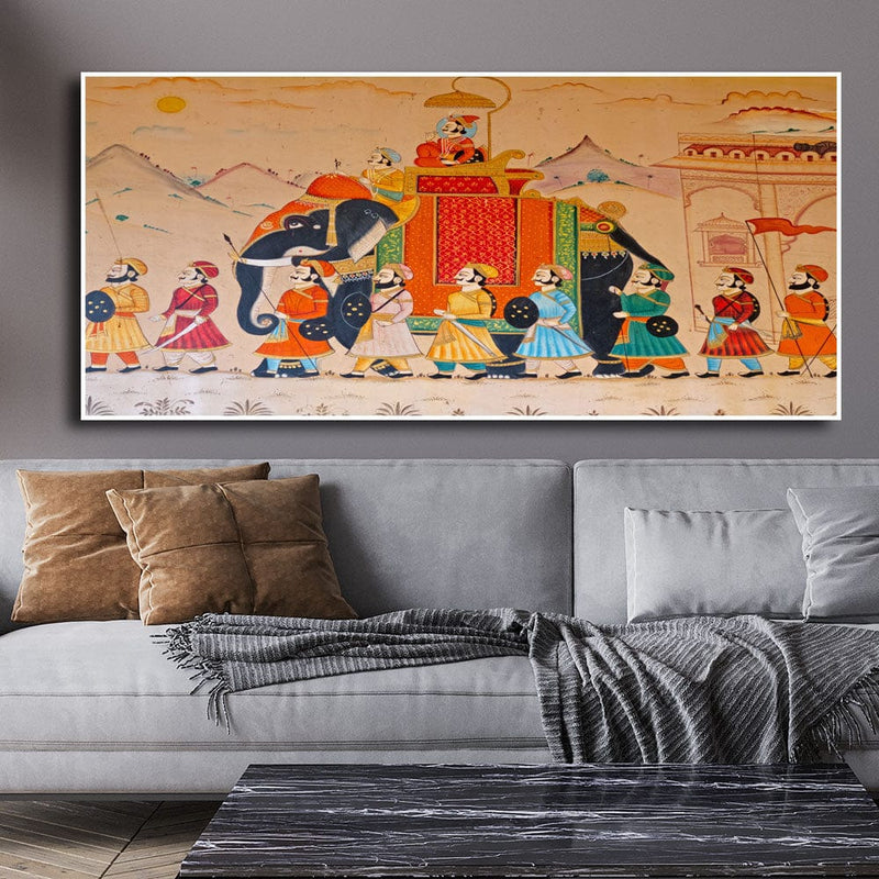 DecorGlance Posters, Prints, & Visual Artwork Traditional Rajasthani Wall Street Art Floating Frame Canvas Wall painting