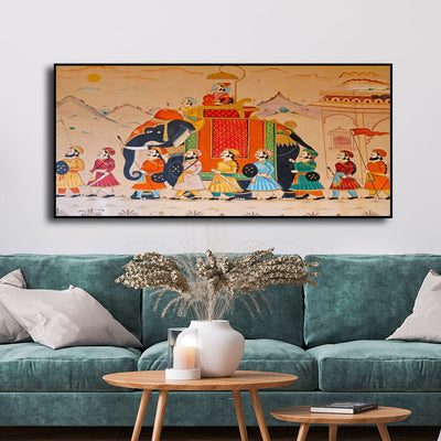 DecorGlance Posters, Prints, & Visual Artwork Traditional Rajasthani Wall Street Art Floating Frame Canvas Wall painting