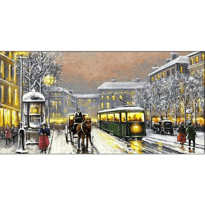 DECORGLANCE Posters, Prints, & Visual Artwork Tram In The Street Canvas Wall Painting