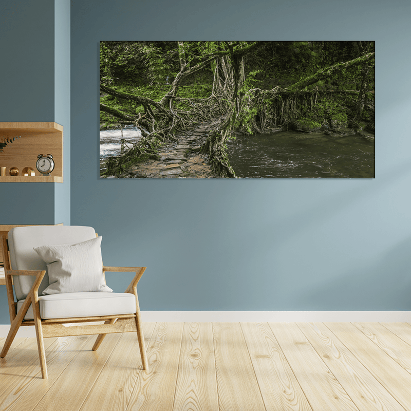 DECORGLANCE Posters, Prints, & Visual Artwork Tree Bridge In Forest Canvas Wall Painting