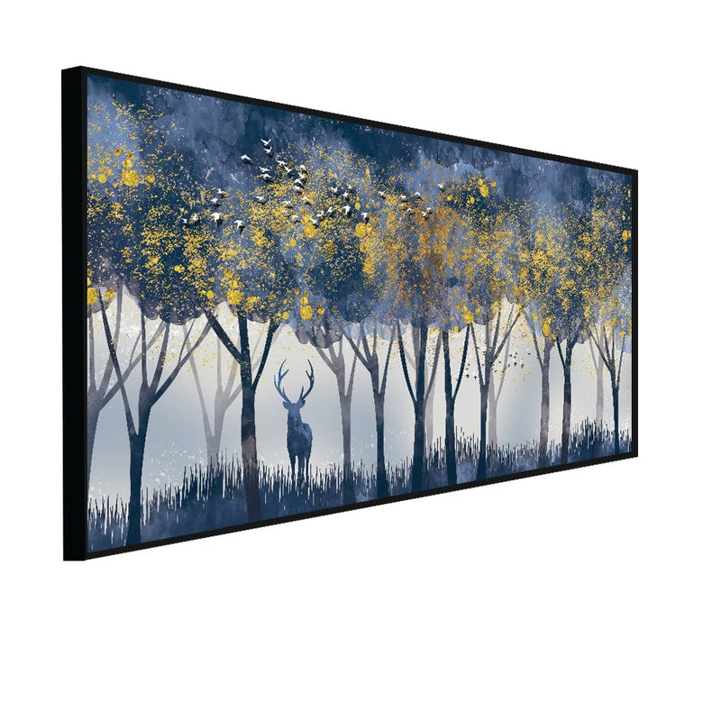 DecorGlance Posters, Prints, & Visual Artwork CANVAS PRINT BLACK FLOATING FRAME / (48x24) Inch / (121x60) Cm Tree Forest Canvas Floating Wall Painting