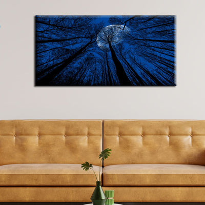 DecorGlance Posters, Prints, & Visual Artwork Trees Top View Under Beautiful Blue Moon Canvas Wall Painting