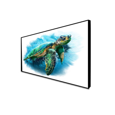 DecorGlance Posters, Prints, & Visual Artwork CANVAS PRINT BLACK FLOATING FRAME / (48x24) Inch / (121x60) Cm Turtle Canvas Floating Frame Wall Painting