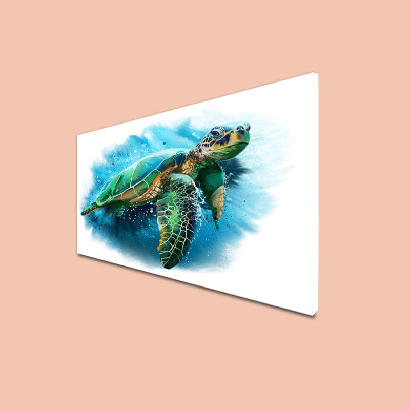 DecorGlance Posters, Prints, & Visual Artwork CANVAS PRINT WHITE FLOATING FRAME / (48x24) Inch / (121x60) Cm Turtle Canvas Floating Frame Wall Painting
