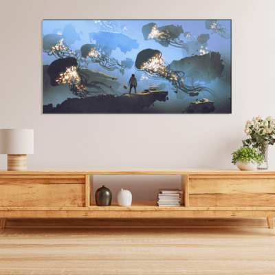 DECORGLANCE Posters, Prints, & Visual Artwork Underwater Jelly Fish View Canvas Wall Painting