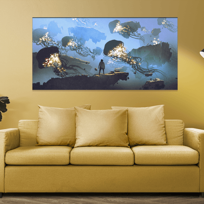 DECORGLANCE Posters, Prints, & Visual Artwork Underwater Jelly Fish View Canvas Wall Painting