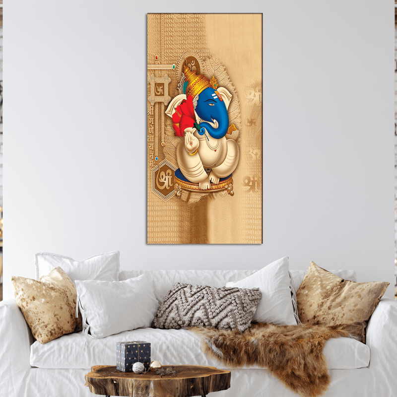 DECORGLANCE Posters, Prints, & Visual Artwork Vibrant Lord Ganesha Canvas Wall Painting