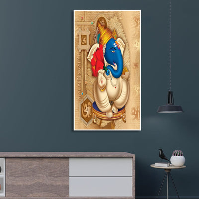 DecorGlance Posters, Prints, & Visual Artwork Vibrant Lord Ganesha Floating Frame Canvas Wall Painting
