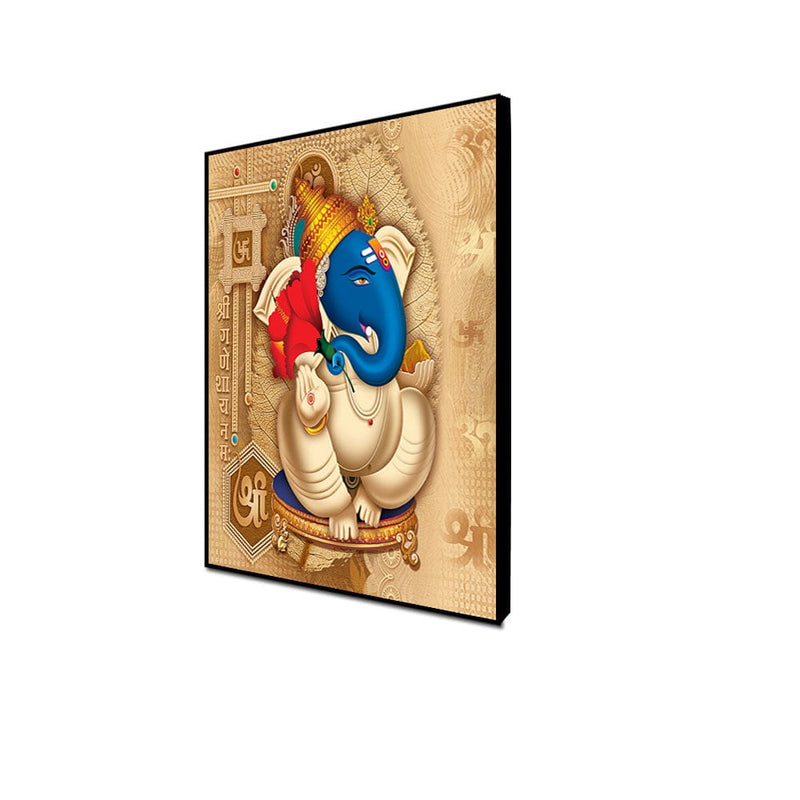 DecorGlance Posters, Prints, & Visual Artwork CANVAS PRINT BLACK FLOATING FRAME / (48x24) Inch / (121x60) Cm Vibrant Lord Ganesha Floating Frame Canvas Wall Painting