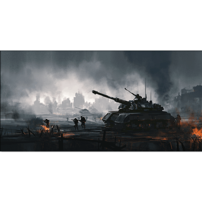 DECORGLANCE Posters, Prints, & Visual Artwork War Tank At Night Canvas Wall Painting
