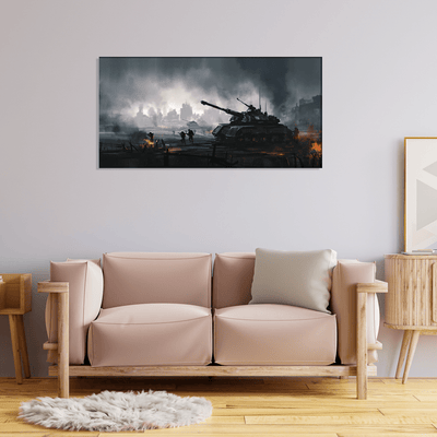 DECORGLANCE Posters, Prints, & Visual Artwork War Tank At Night Canvas Wall Painting