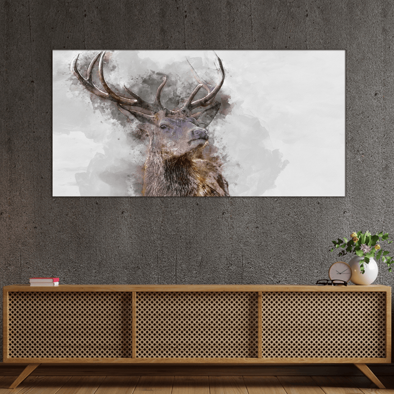 DECORGLANCE Posters, Prints, & Visual Artwork Water Color Effect Reindeer Canvas Wall Painting