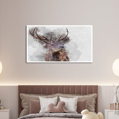 DecorGlance Posters, Prints, & Visual Artwork Water Color Effect Reindeer Floating Frame Canvas Wall Painting