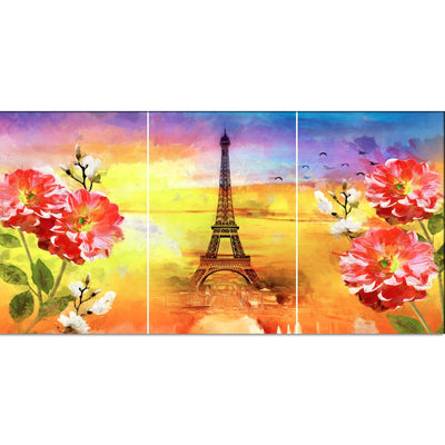 DECORGLANCE Posters, Prints, & Visual Artwork Water Color Eiffel Tower Canvas Wall Painting