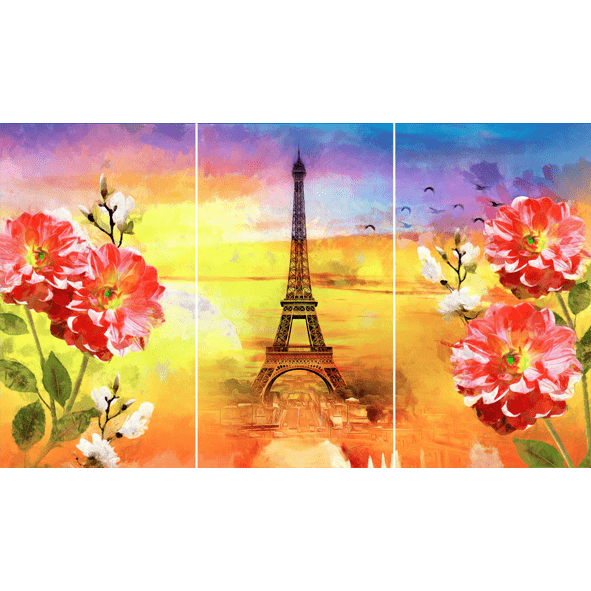 DECORGLANCE Posters, Prints, & Visual Artwork Water Color Eiffel Tower Digitally Painting Wallpaper