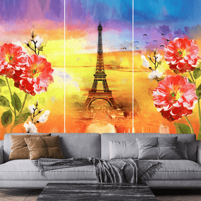 DECORGLANCE Posters, Prints, & Visual Artwork Water Color Eiffel Tower Digitally Painting Wallpaper
