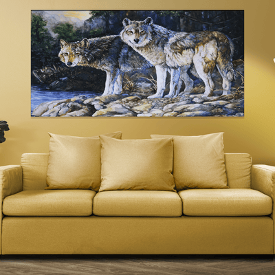 DECORGLANCE Posters, Prints, & Visual Artwork Wolf Abstract Canvas Wall Painting