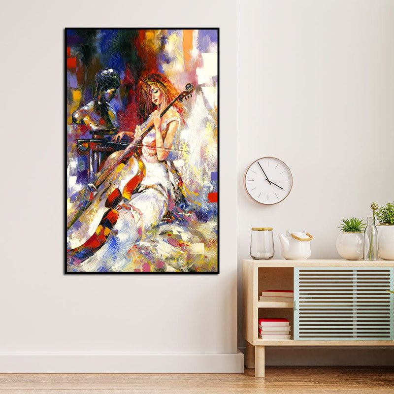DecorGlance Posters, Prints, & Visual Artwork Woman Playing Guitar Canvas Wall Painting