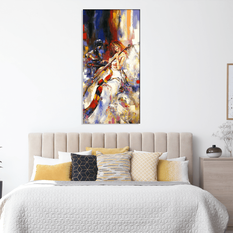 DECORGLANCE Posters, Prints, & Visual Artwork Woman Playing Guitar Painting Canvas Wall Painting